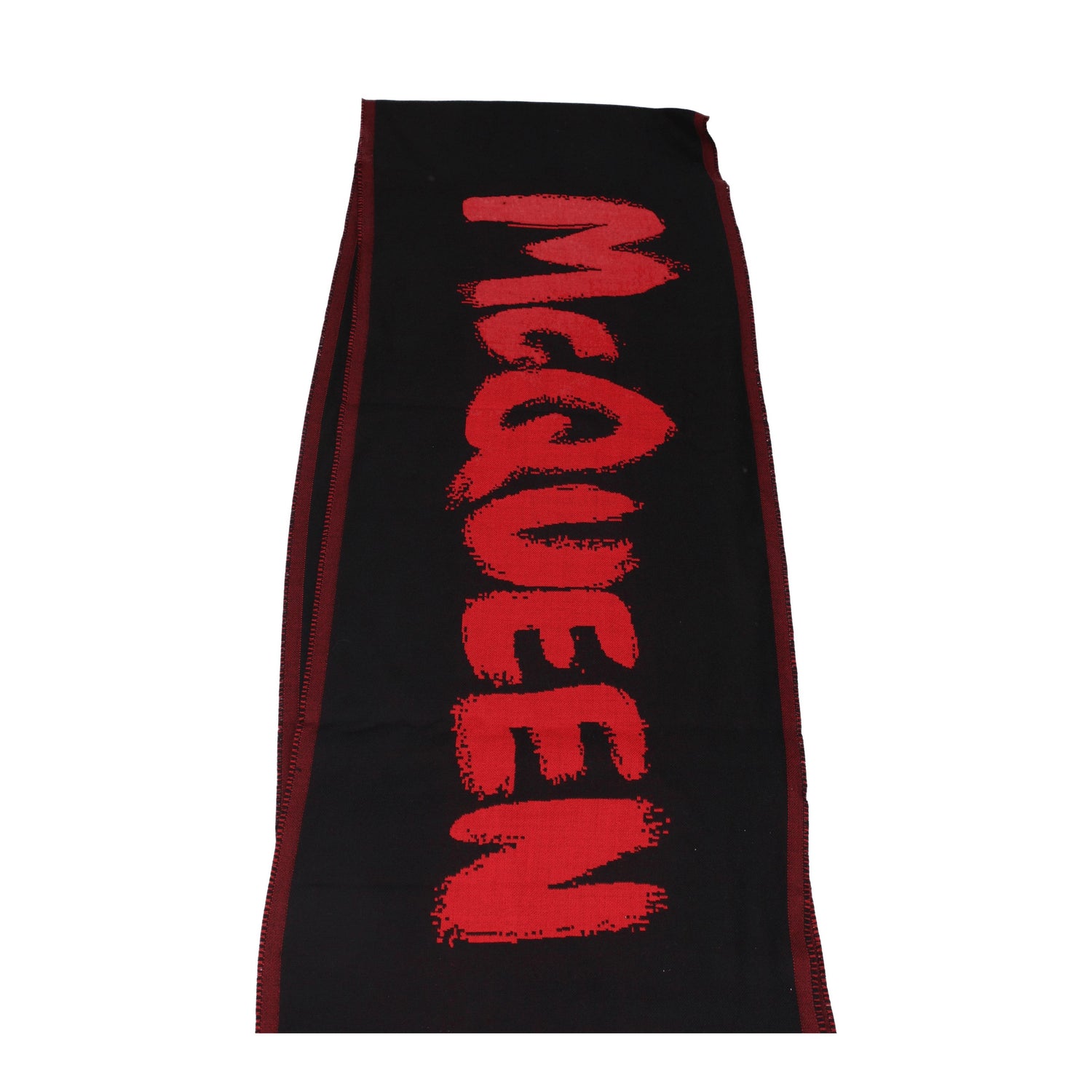 Alexander McQueen Sciarpe Uomo Lana Nero Rosso