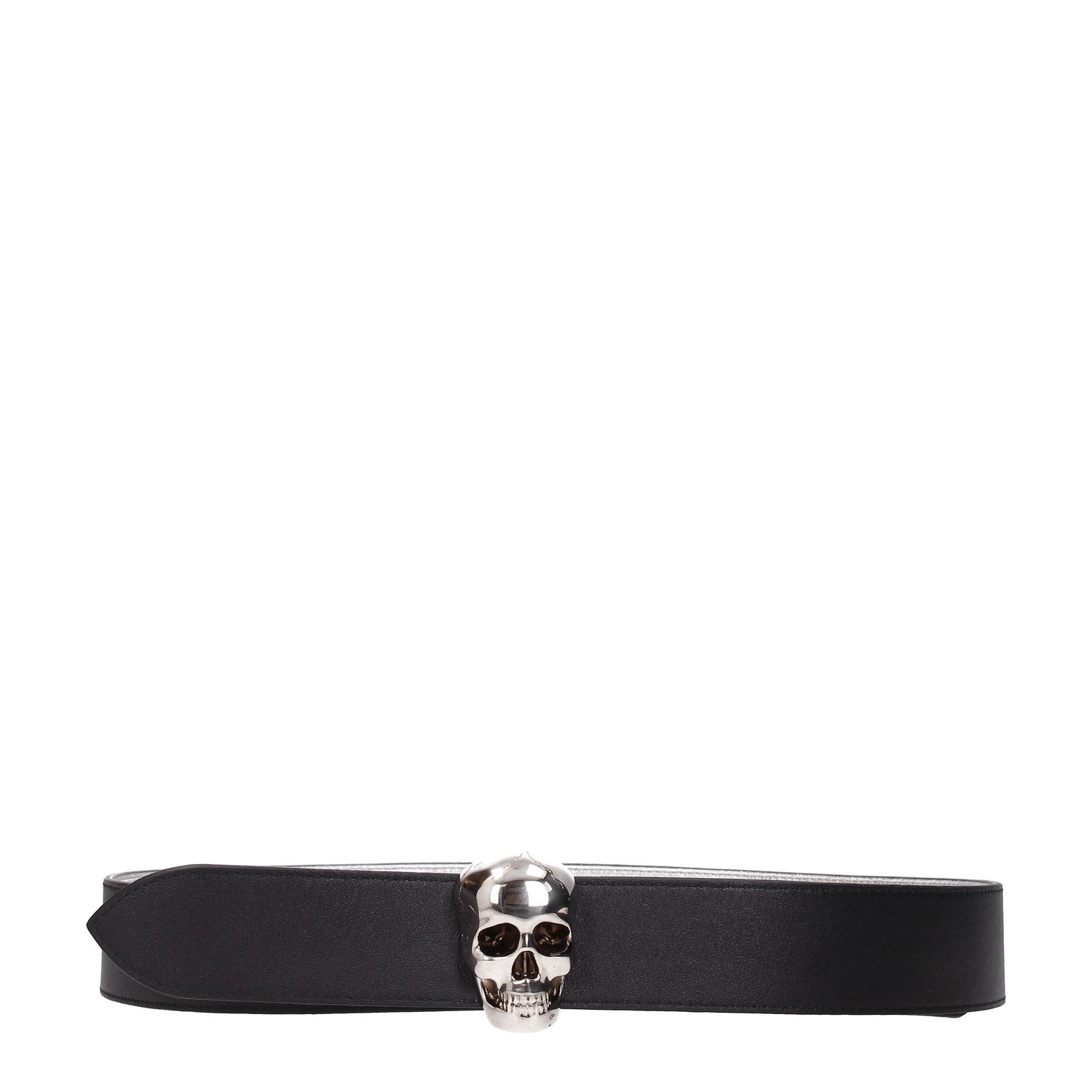 Alexander McQueen Cinture Regular Donna Pelle Argento Nero