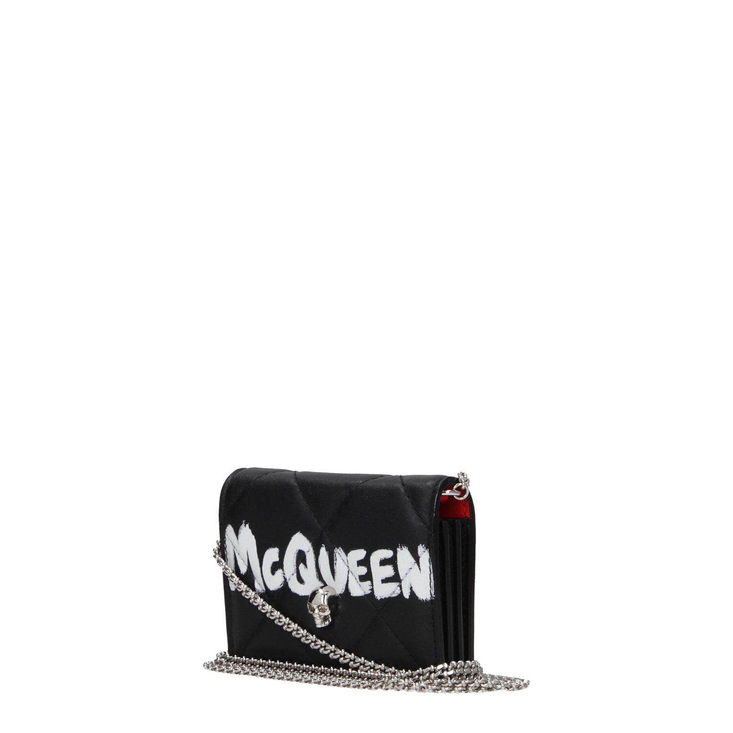 Alexander McQueen Portadocumenti Donna Pelle Nero Bianco