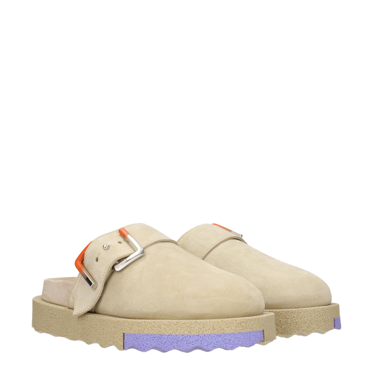 Off-White Ciabatte e Zoccoli Uomo Camoscio Beige Arancione