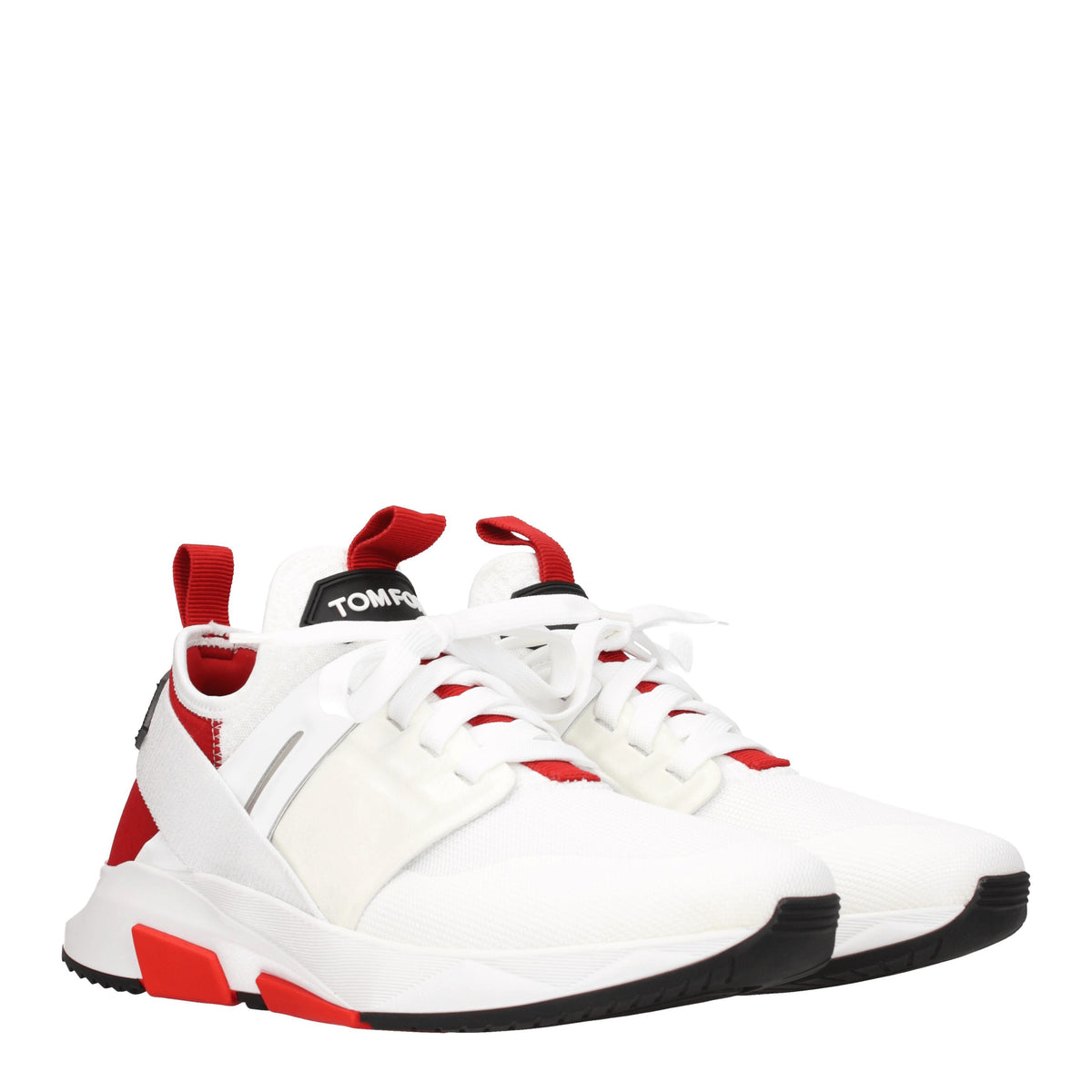 Tom Ford Sneakers Uomo Tessuto Bianco Rosso