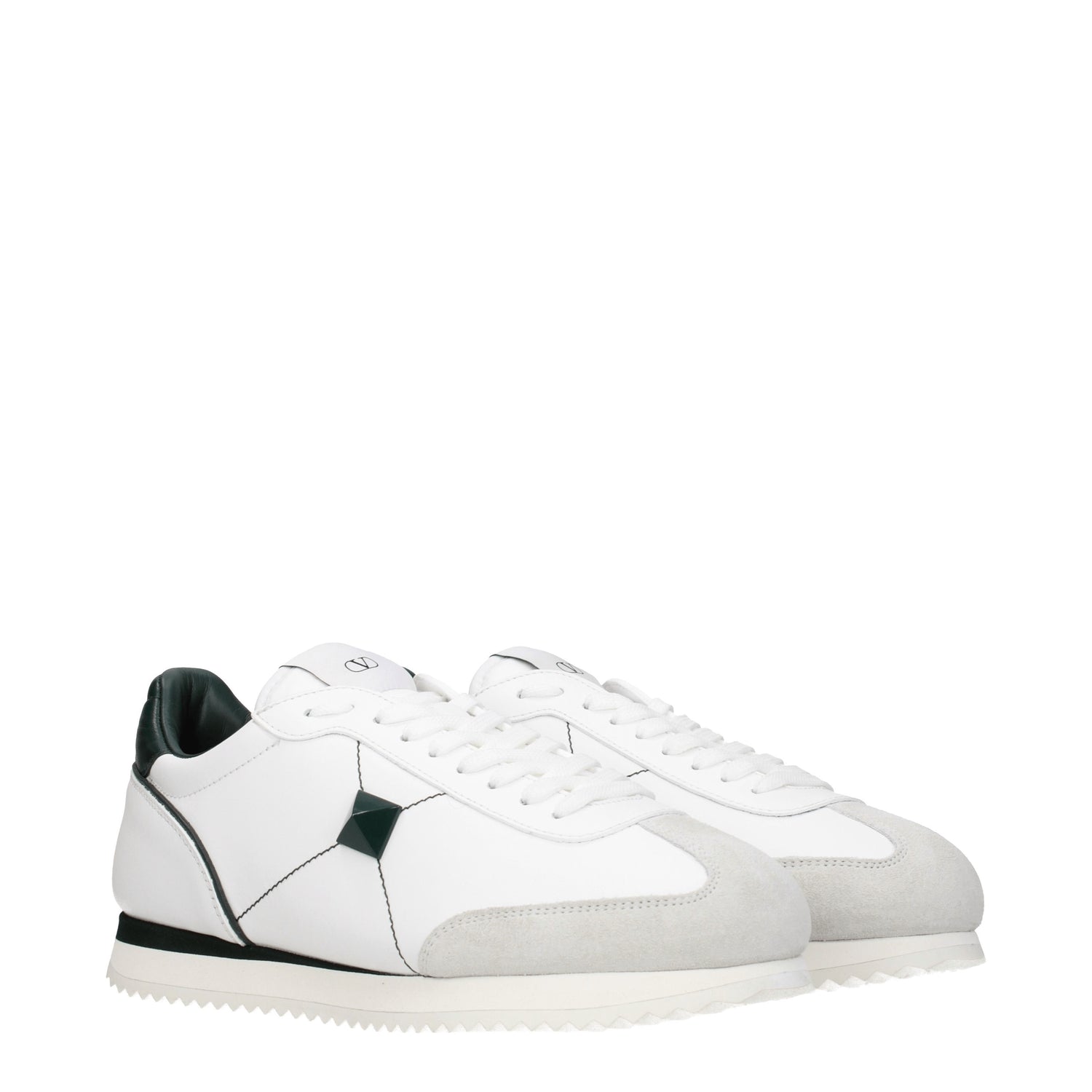 Valentino Garavani Sneakers Uomo Pelle Bianco Verde Scuro