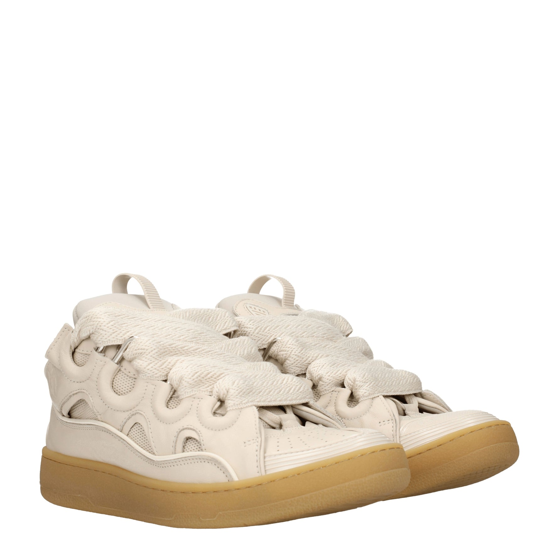 Lanvin Sneakers Uomo Pelle Beige Gesso