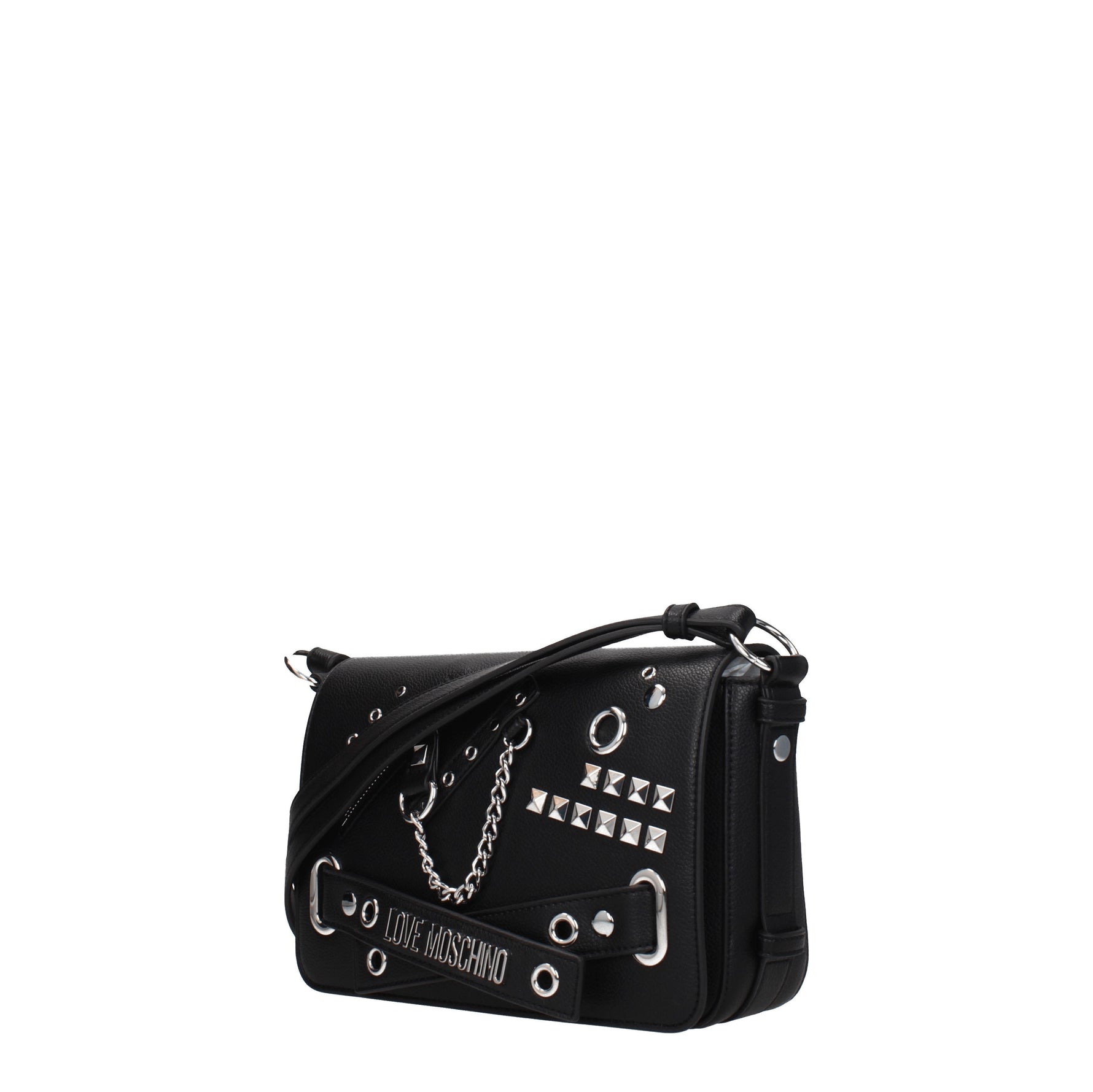 Love Moschino Borse a Spalla Donna Poliuretano Nero Nichel