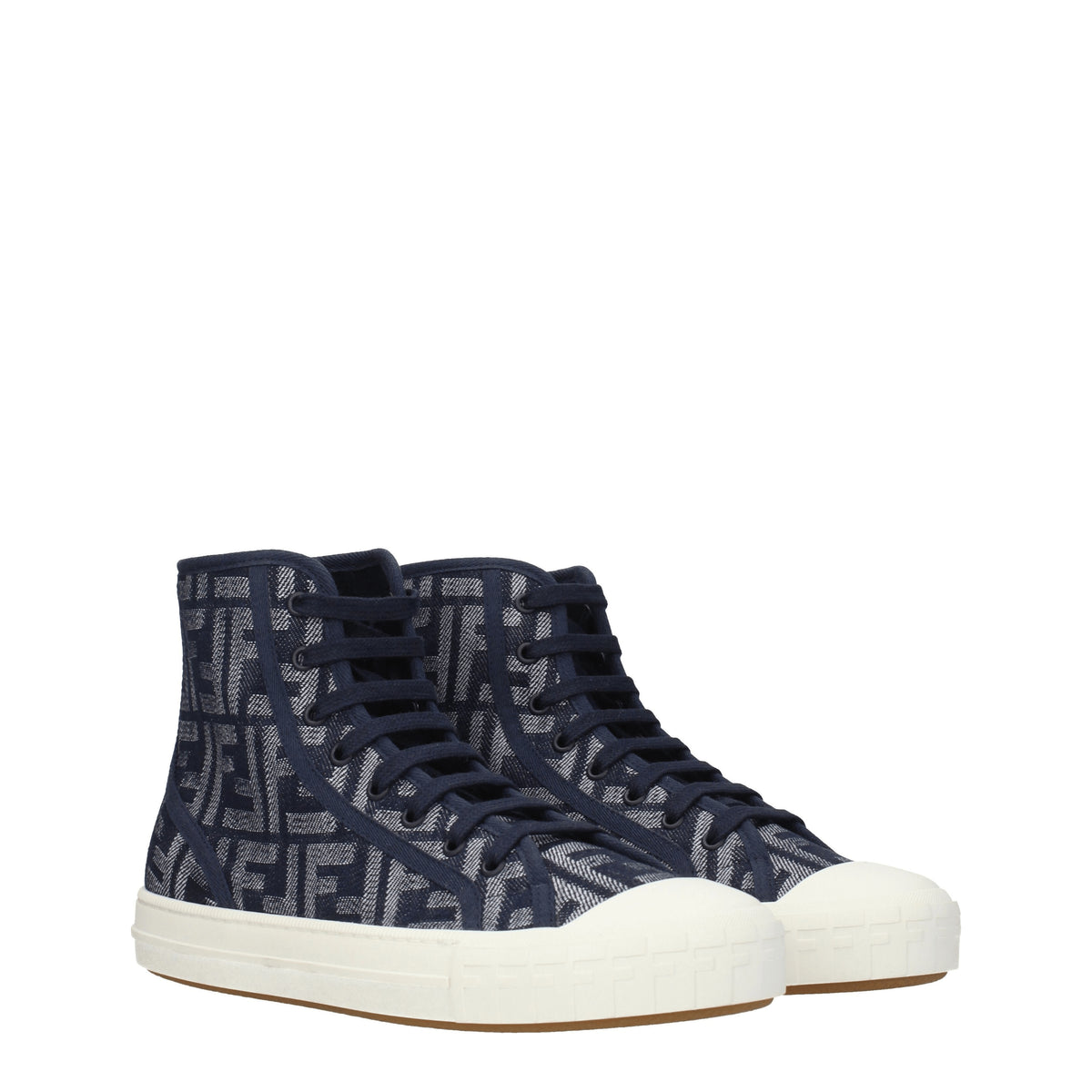 Fendi Sneakers domino Uomo Tessuto Blu Denim