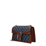 Gucci Borse a Spalla Donna Tessuto Blu Cuoio