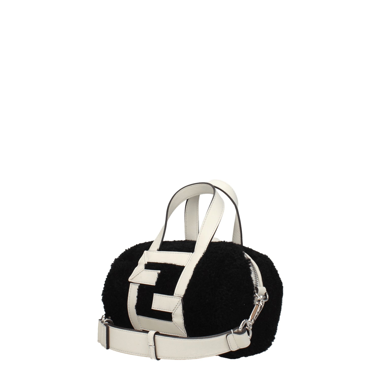 Fendi Borse a Mano Donna Lana Nero Bianco