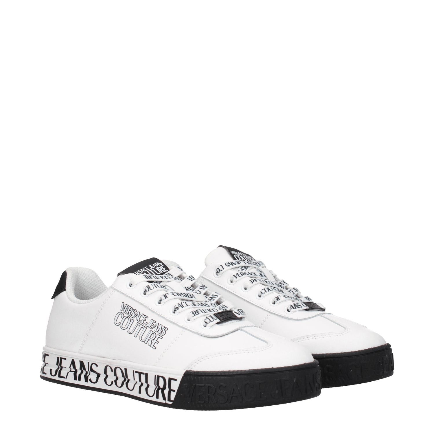 Versace Jeans Sneakers couture Uomo Pelle Bianco Nero