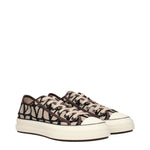 Valentino Garavani Sneakers Donna Tessuto Beige Marrone