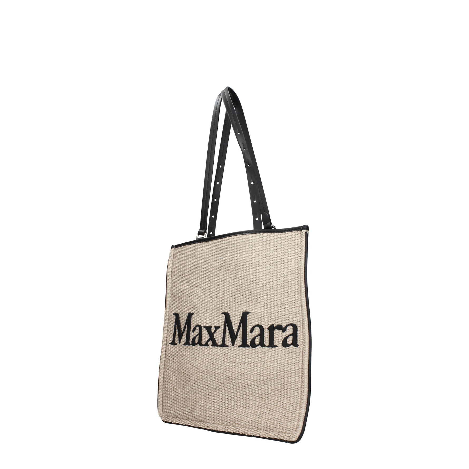 Max Mara Borse a Spalla Donna Rafia Beige Nero