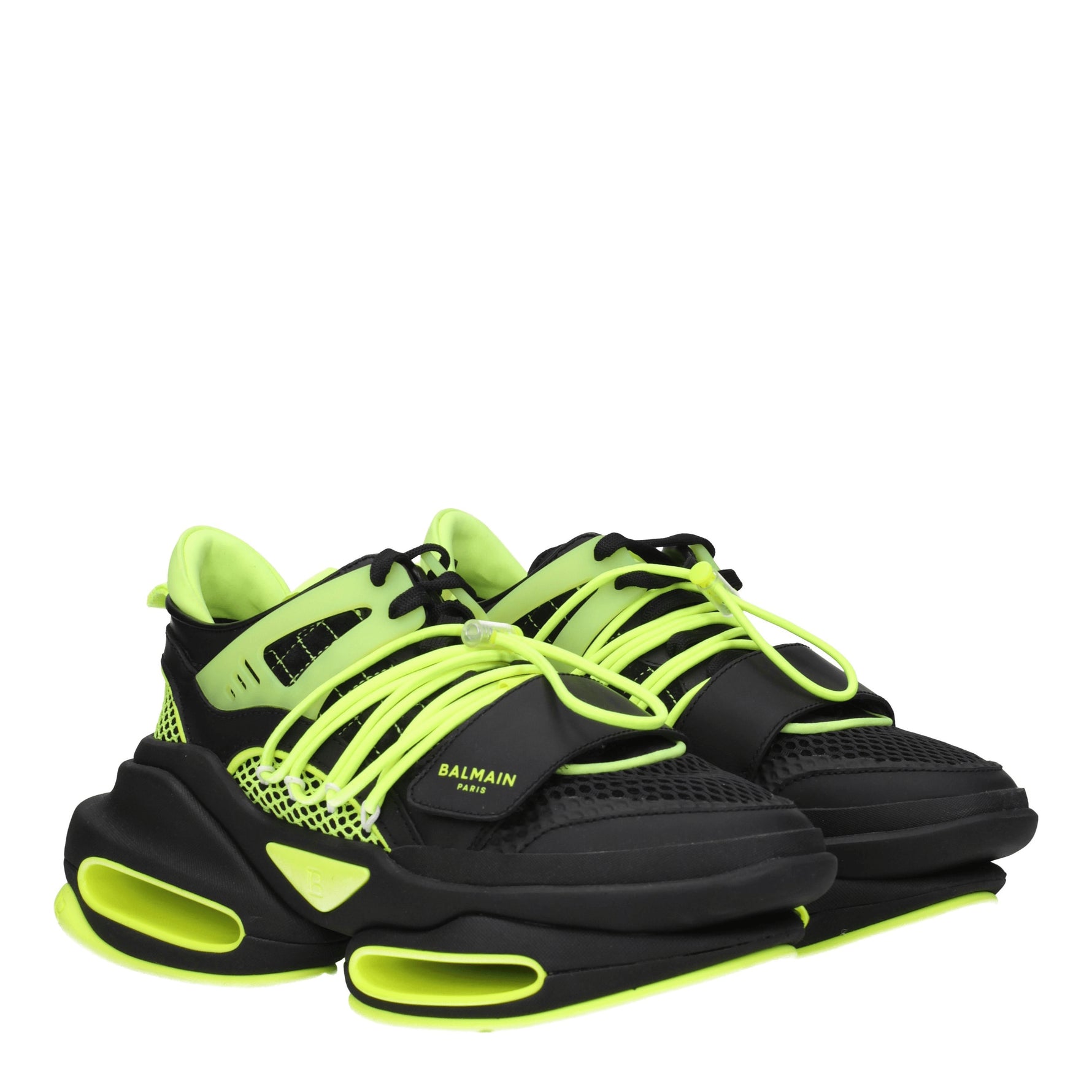 Balmain Sneakers b bold Uomo Tessuto Nero Verde Fluo