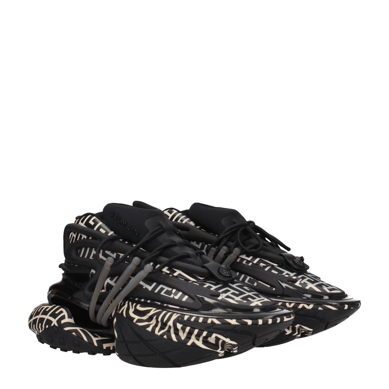 Balmain Sneakers unicorn Uomo Tessuto Nero Avorio