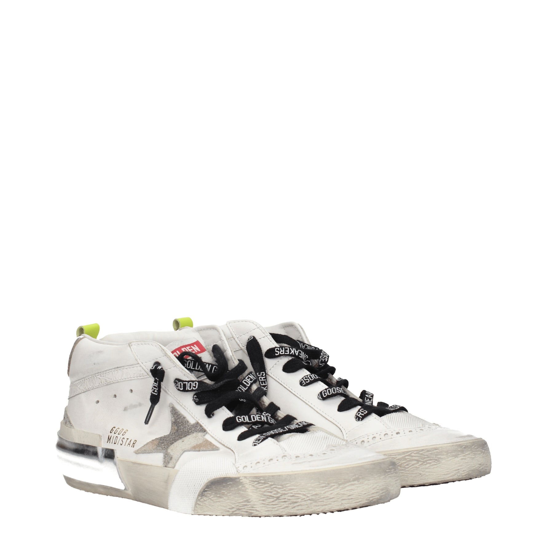 Golden Goose Sneakers mid star Uomo Pelle Bianco Argento