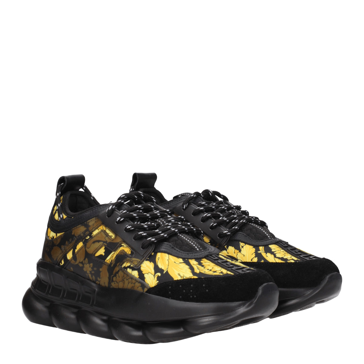 Versace Sneakers chain Uomo Tessuto Nero Oro