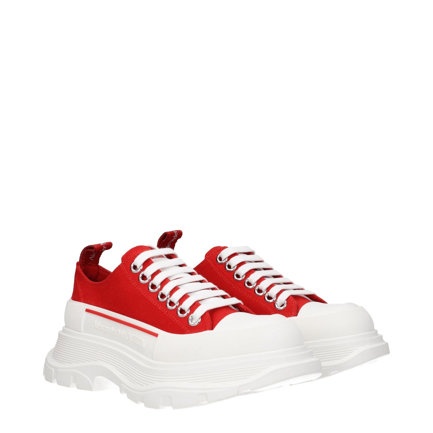 Alexander McQueen Sneakers Donna Tessuto Rosso Rosso Brillante