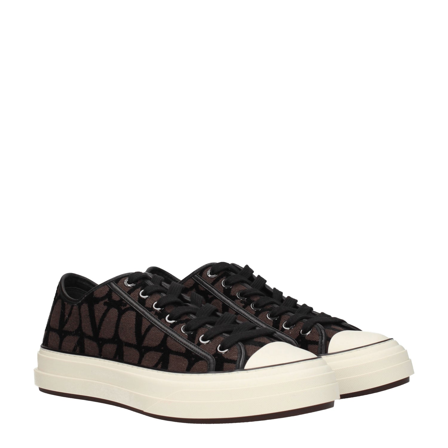 Valentino Garavani Sneakers Uomo Tessuto Marrone Cioccolato Fondente