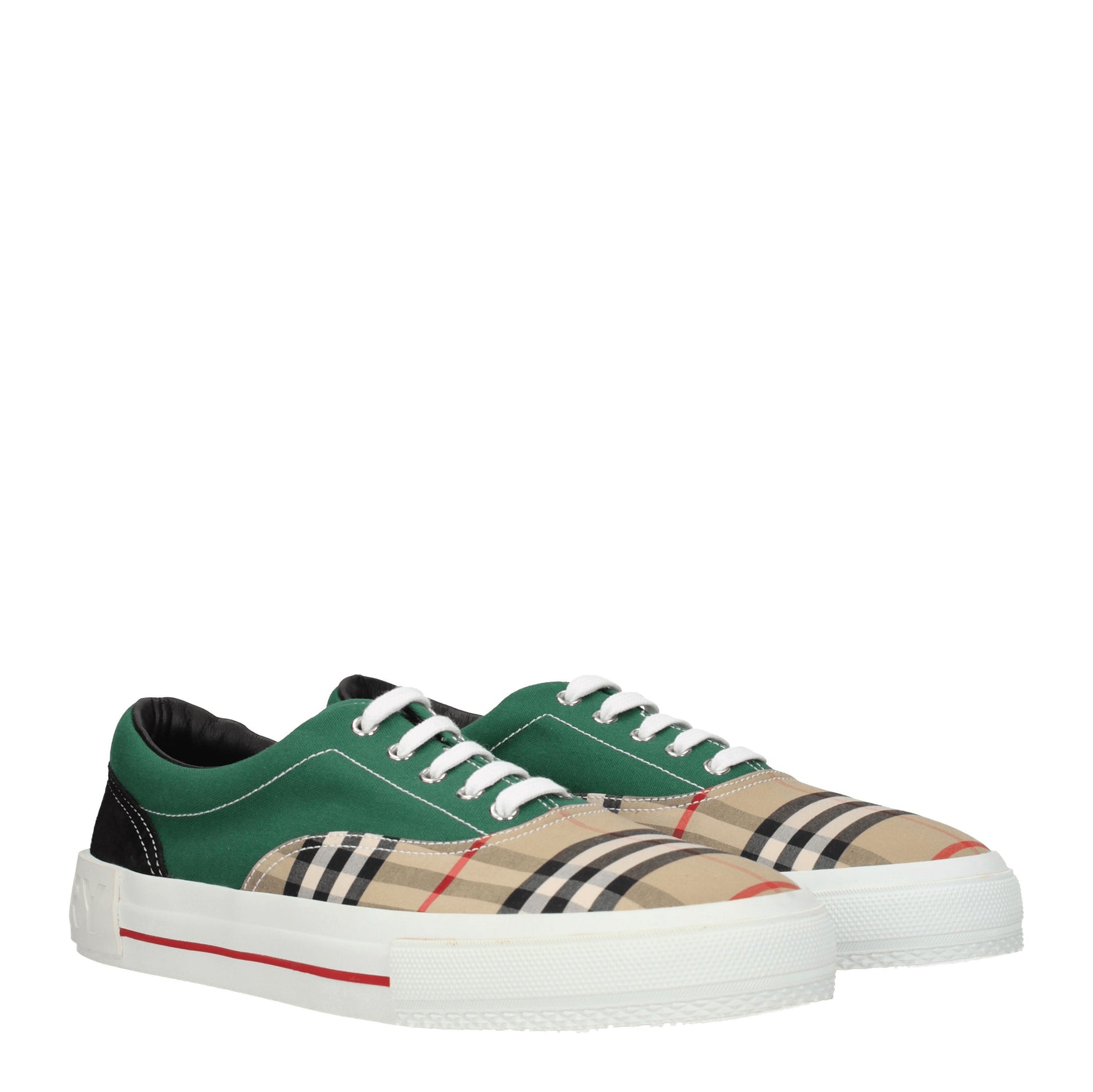 Burberry Sneakers Uomo Tessuto Beige Verde