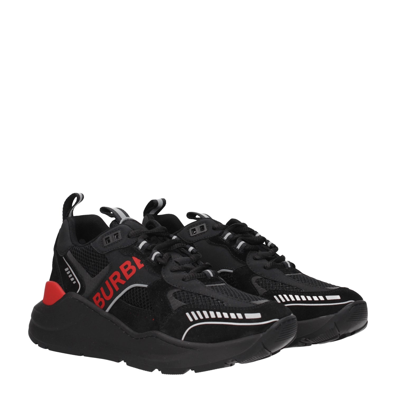 Burberry Sneakers Uomo Camoscio Nero Rosso