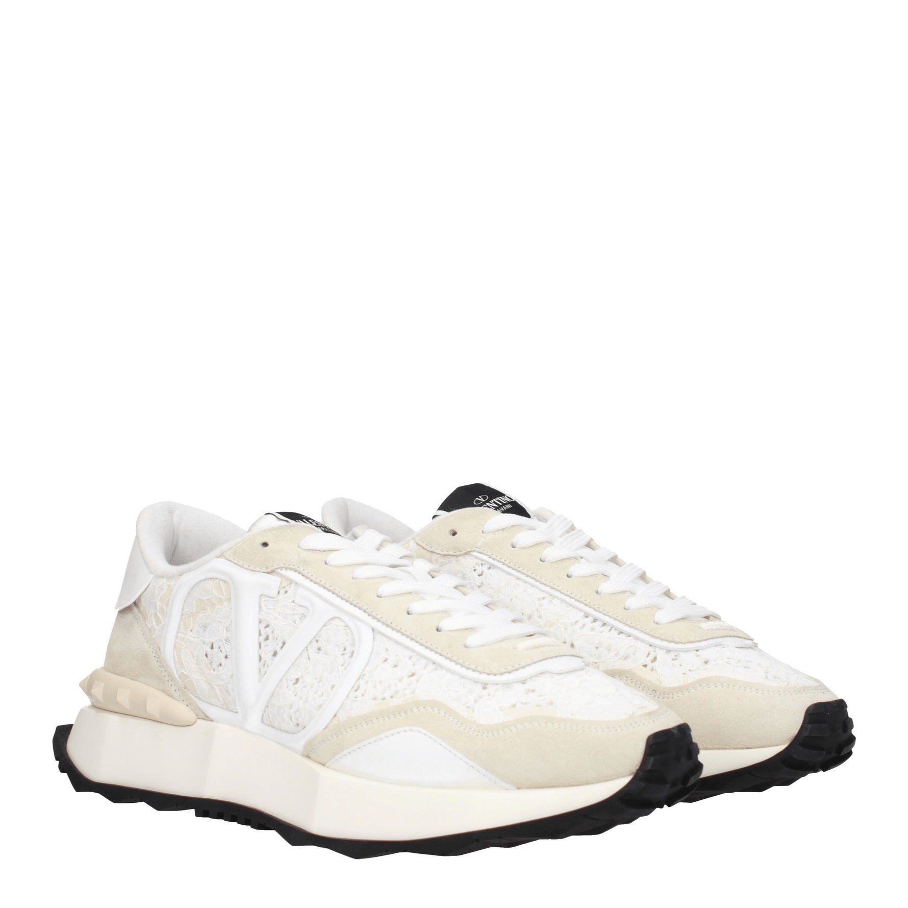 Valentino Garavani Sneakers Uomo Pizzo Bianco Beige