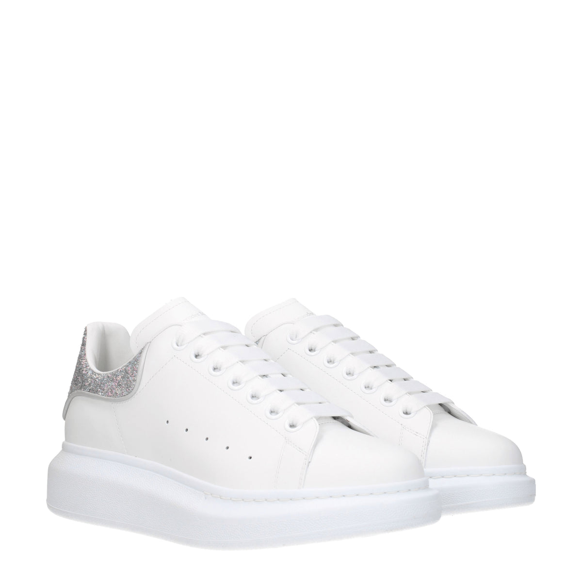 Alexander McQueen Sneakers oversized Donna Pelle Bianco Argento