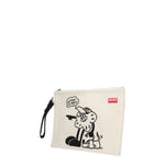 Kenzo Pochette Uomo Tessuto Beige Nero