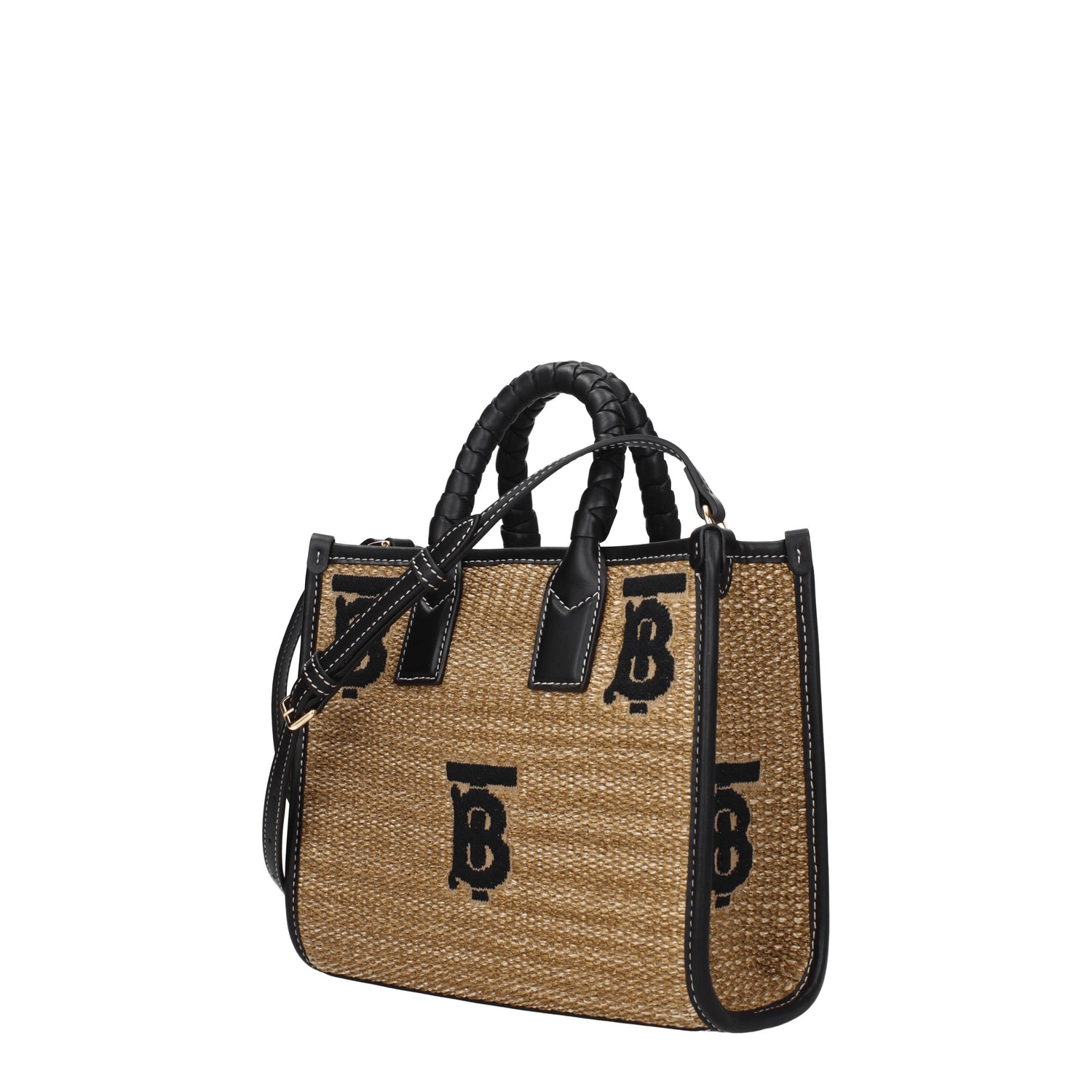 Burberry Borse a Tracolla Donna Rafia Beige Nero