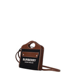 Burberry Borse a Mano Donna Tessuto Nero Marrone