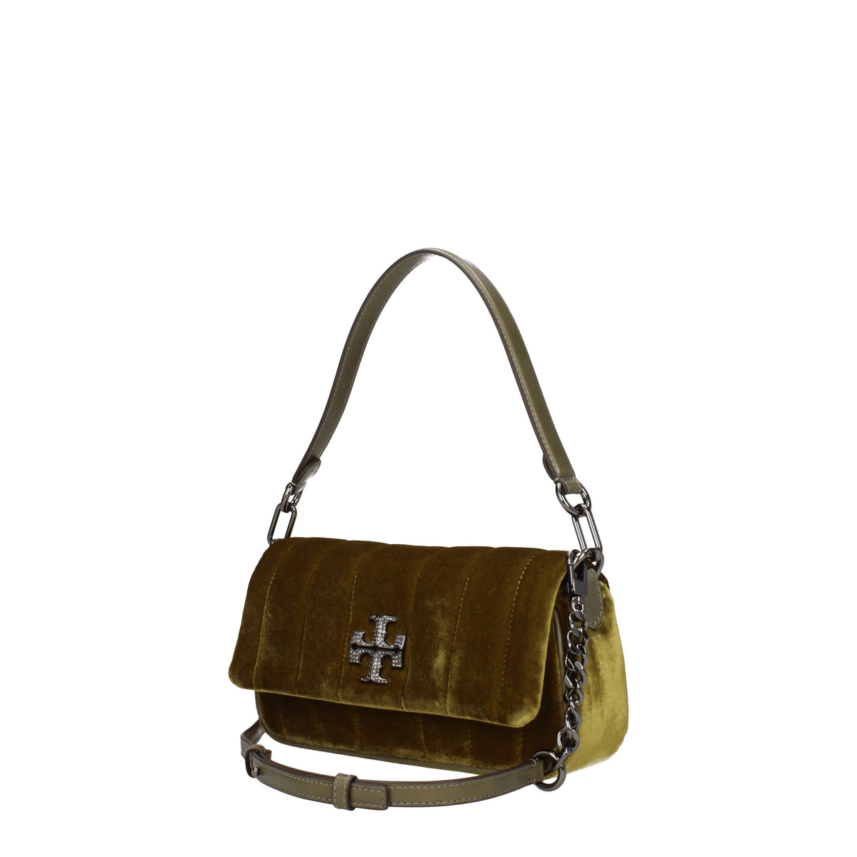 Tory Burch Borse a Mano Donna Velluto Verde Semi di Zucca