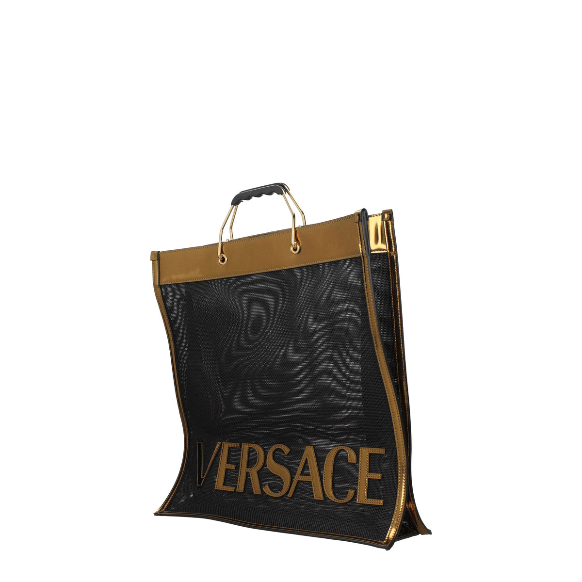 Versace Borse a Mano Uomo Tessuto Nero Oro