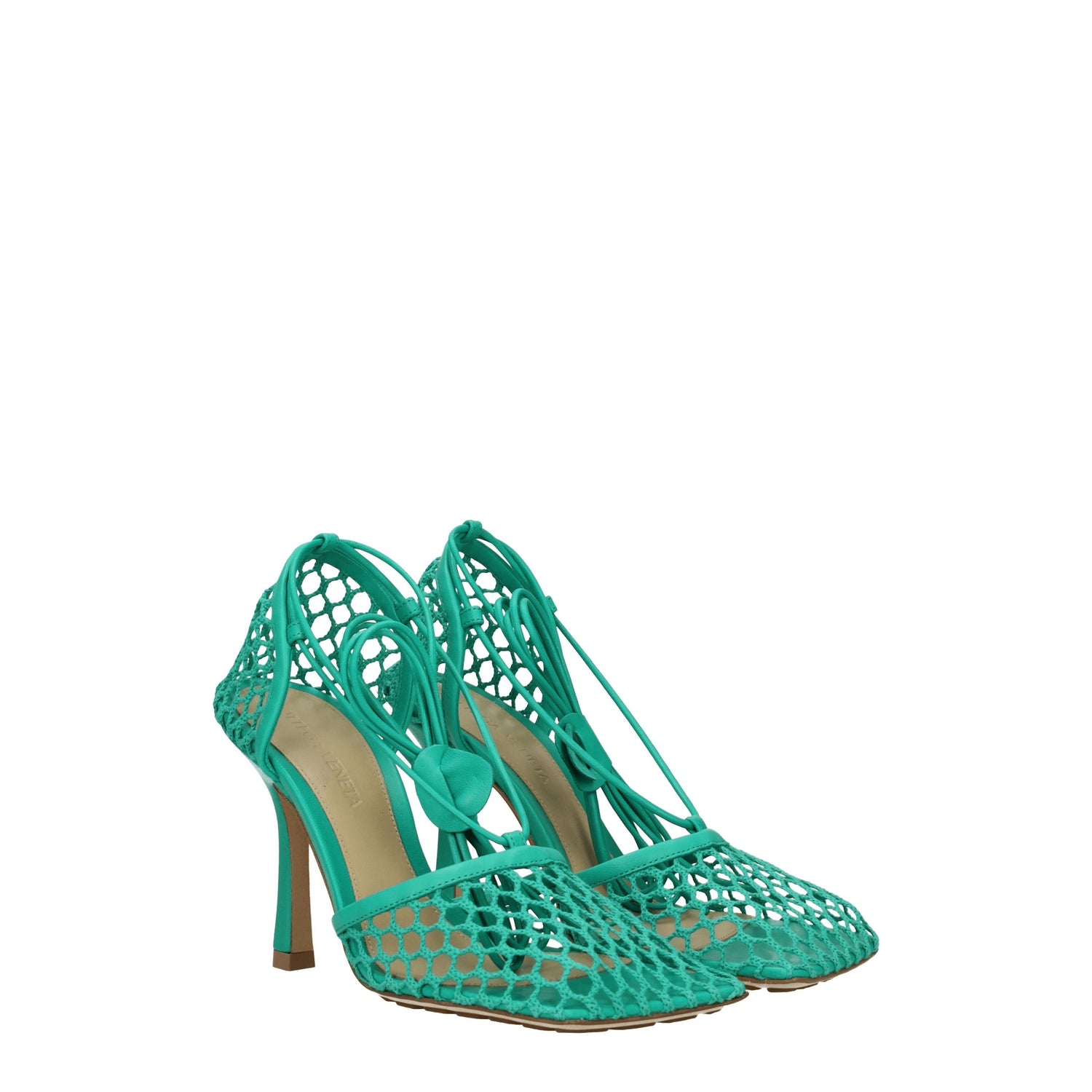 Bottega Veneta Sandali Donna Tessuto Verde Turchese Acido