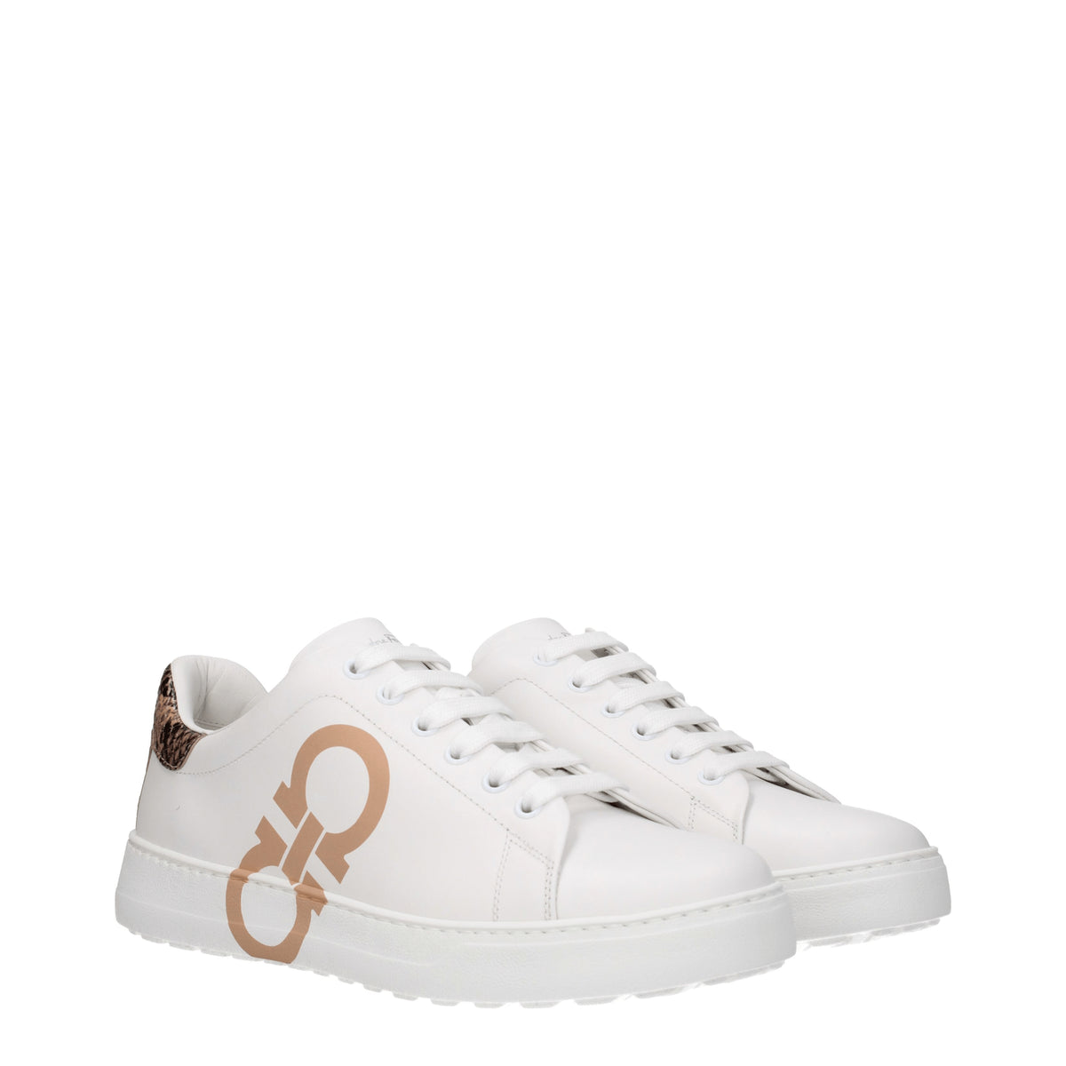 Salvatore Ferragamo Sneakers number Donna Pelle Bianco Amaretto