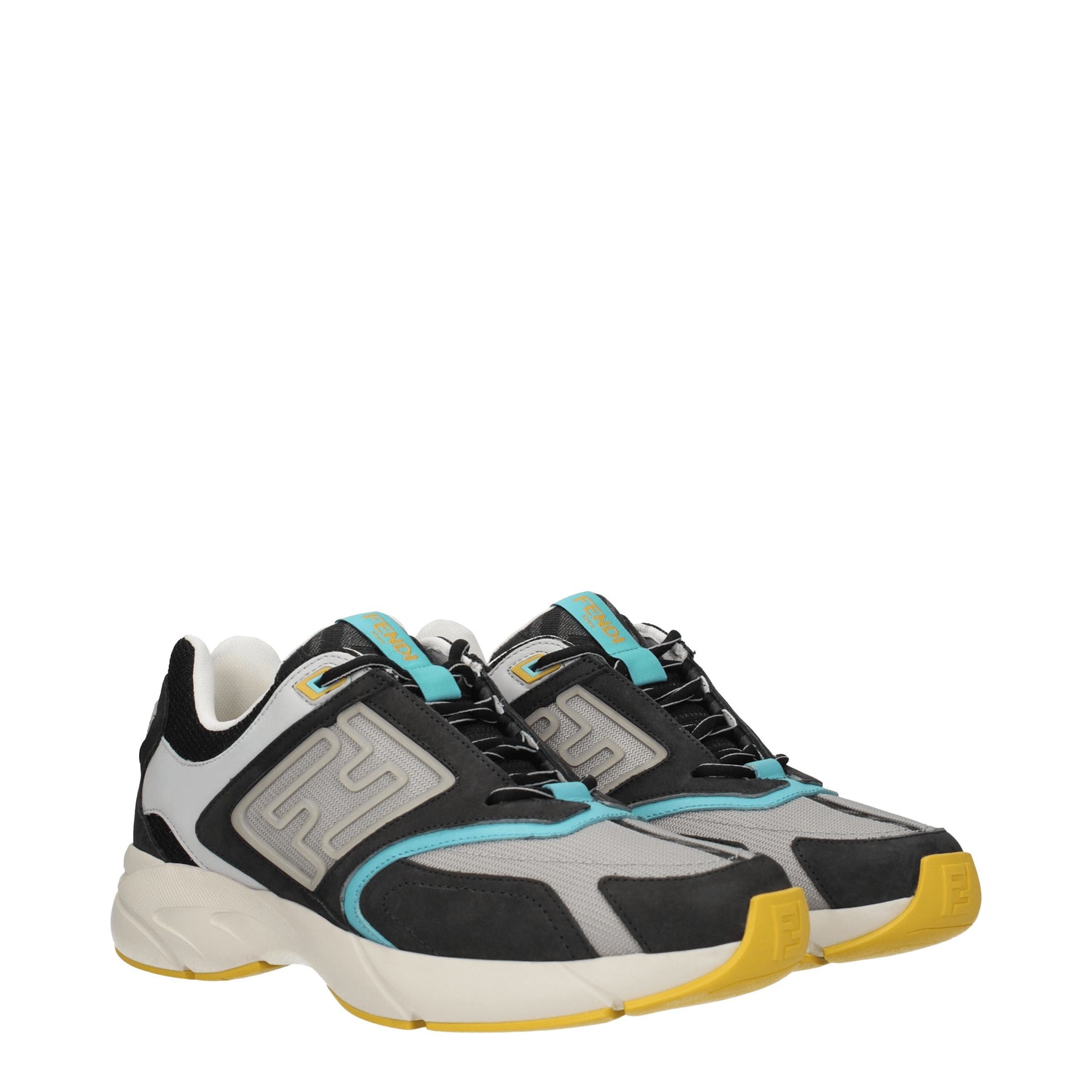 Fendi Sneakers faster Uomo Tessuto Grigio Lavagna