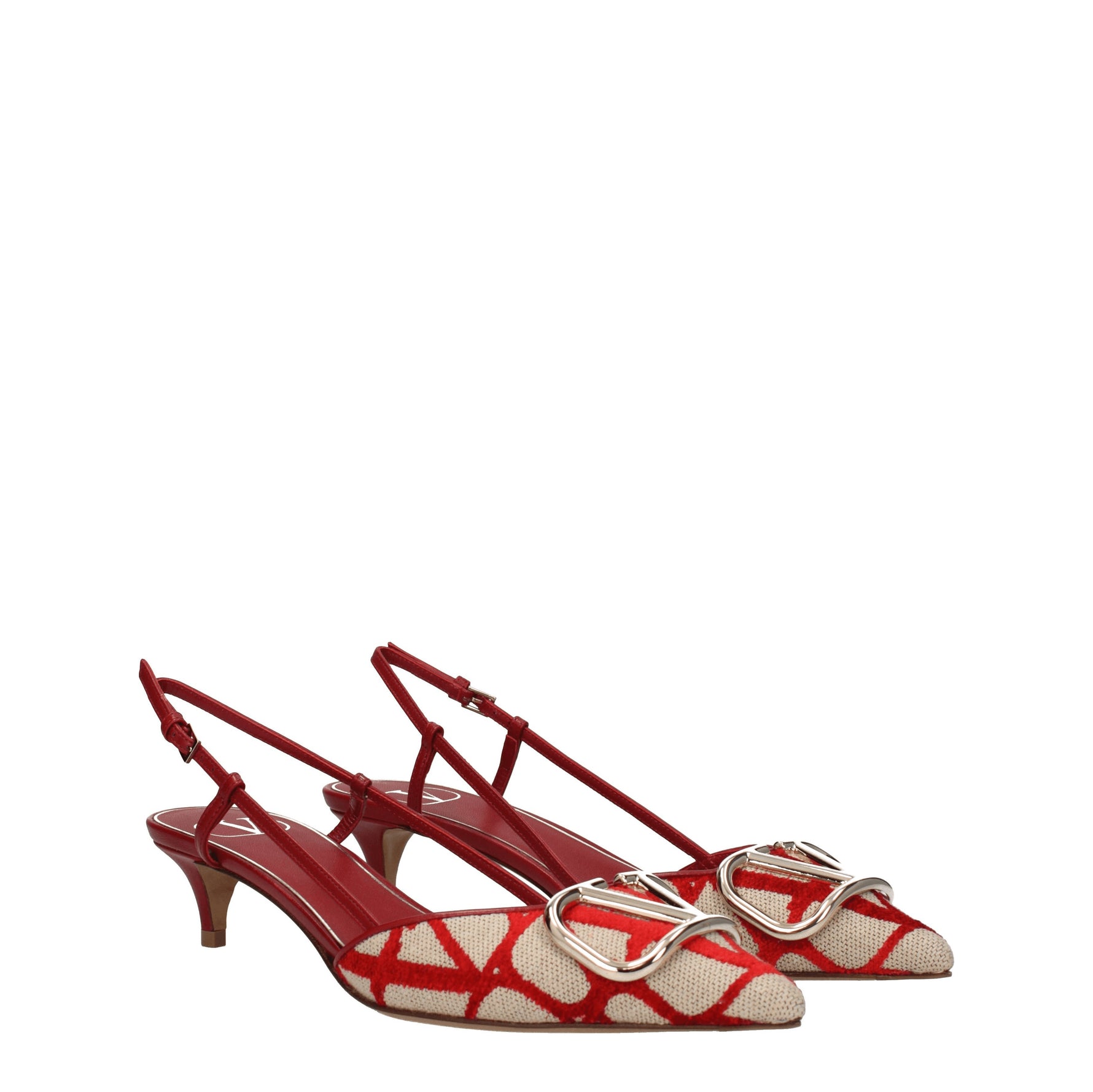 Valentino Garavani Sandali Donna Tessuto Beige Rosso