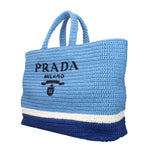 Prada Borse a Mano Donna Rafia Celeste Blu