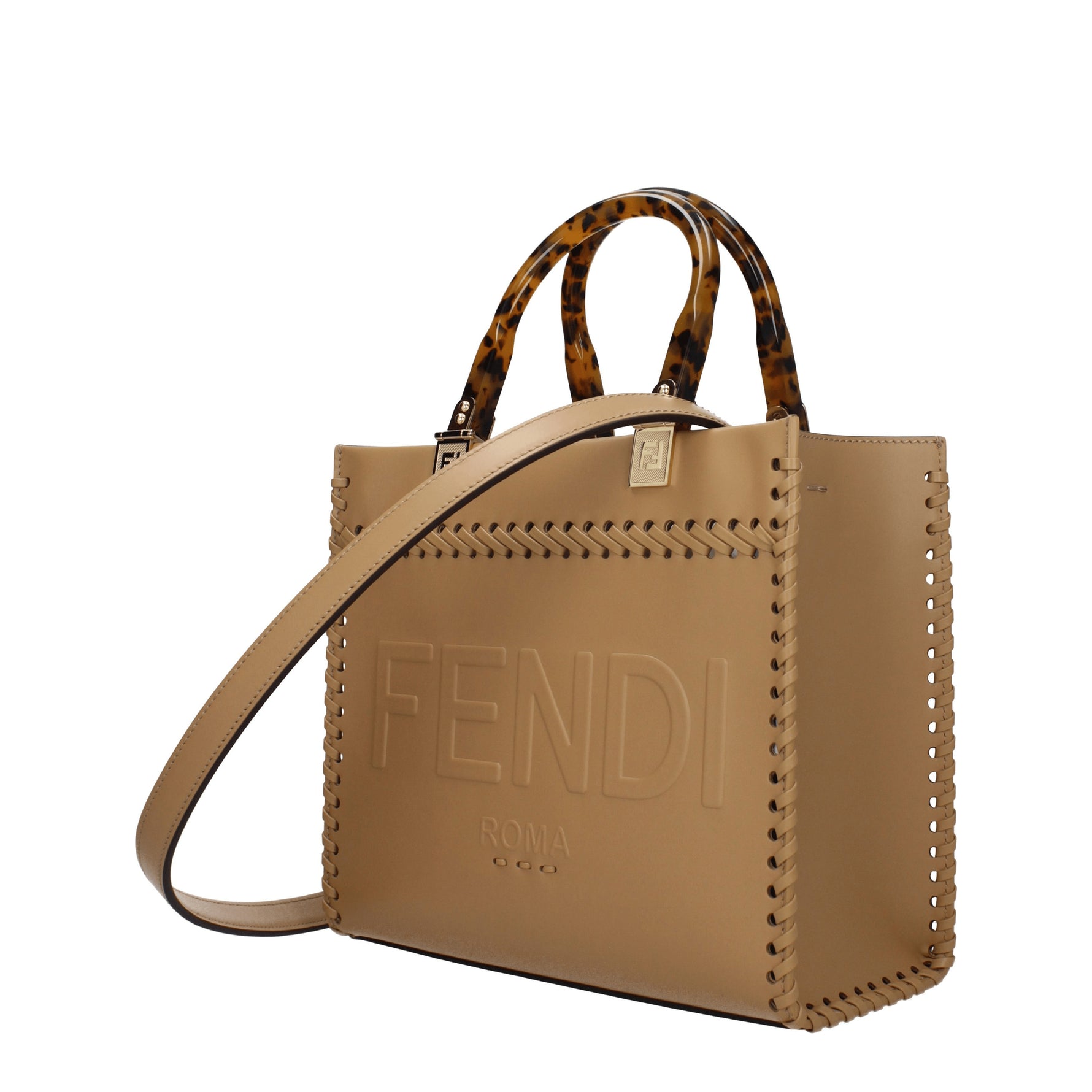 Fendi Borse a Mano sunshine Donna Pelle Beige