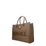 Versace Borse a Mano Donna Tessuto Beige Marrone