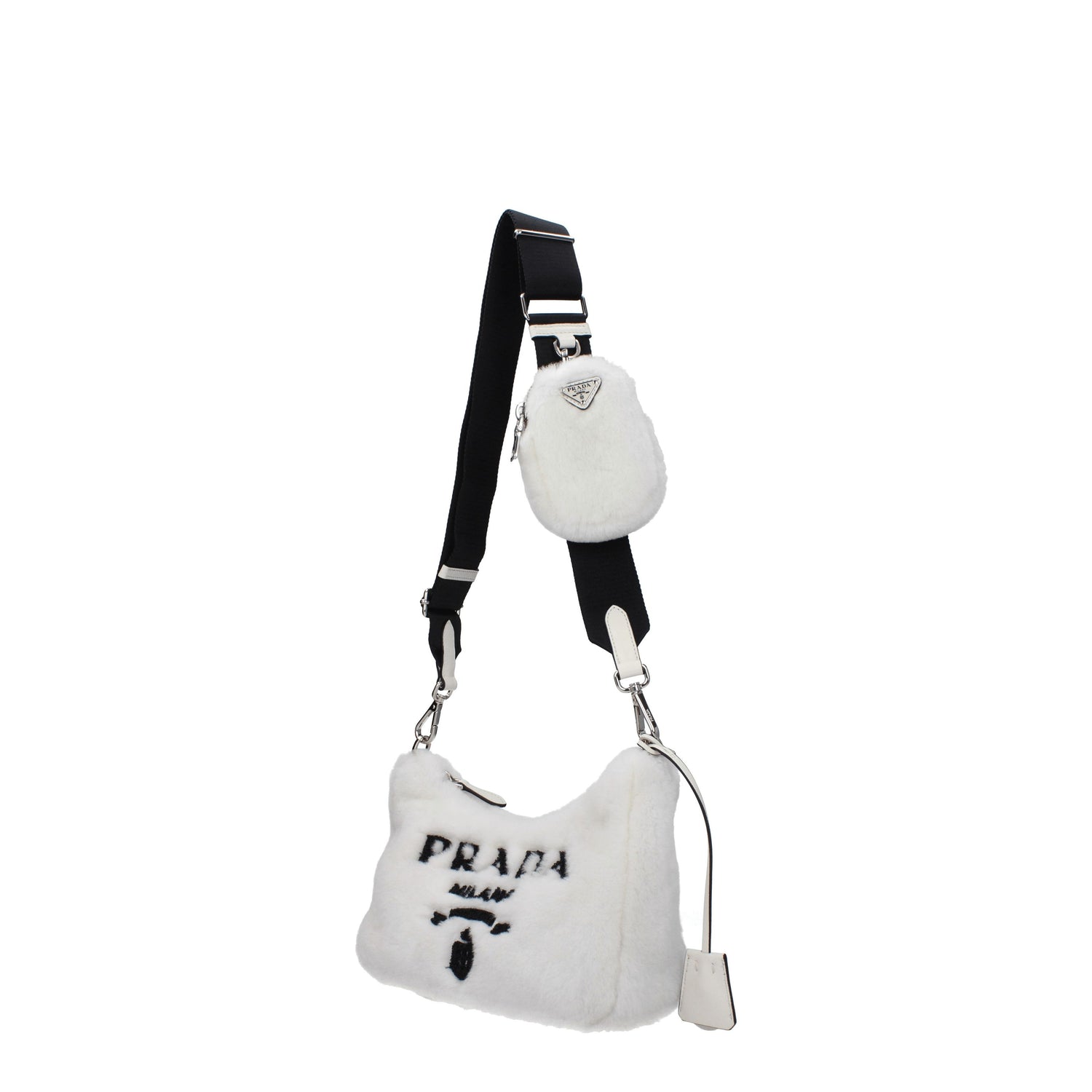 Prada Borse a Tracolla Donna Montone Bianco Nero