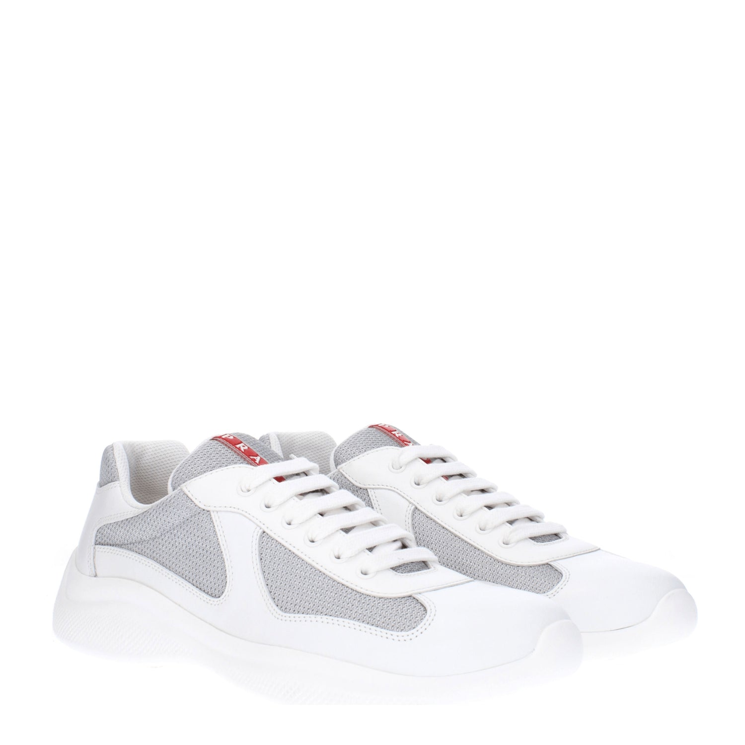 Prada Sneakers Uomo Pelle Bianco Argento