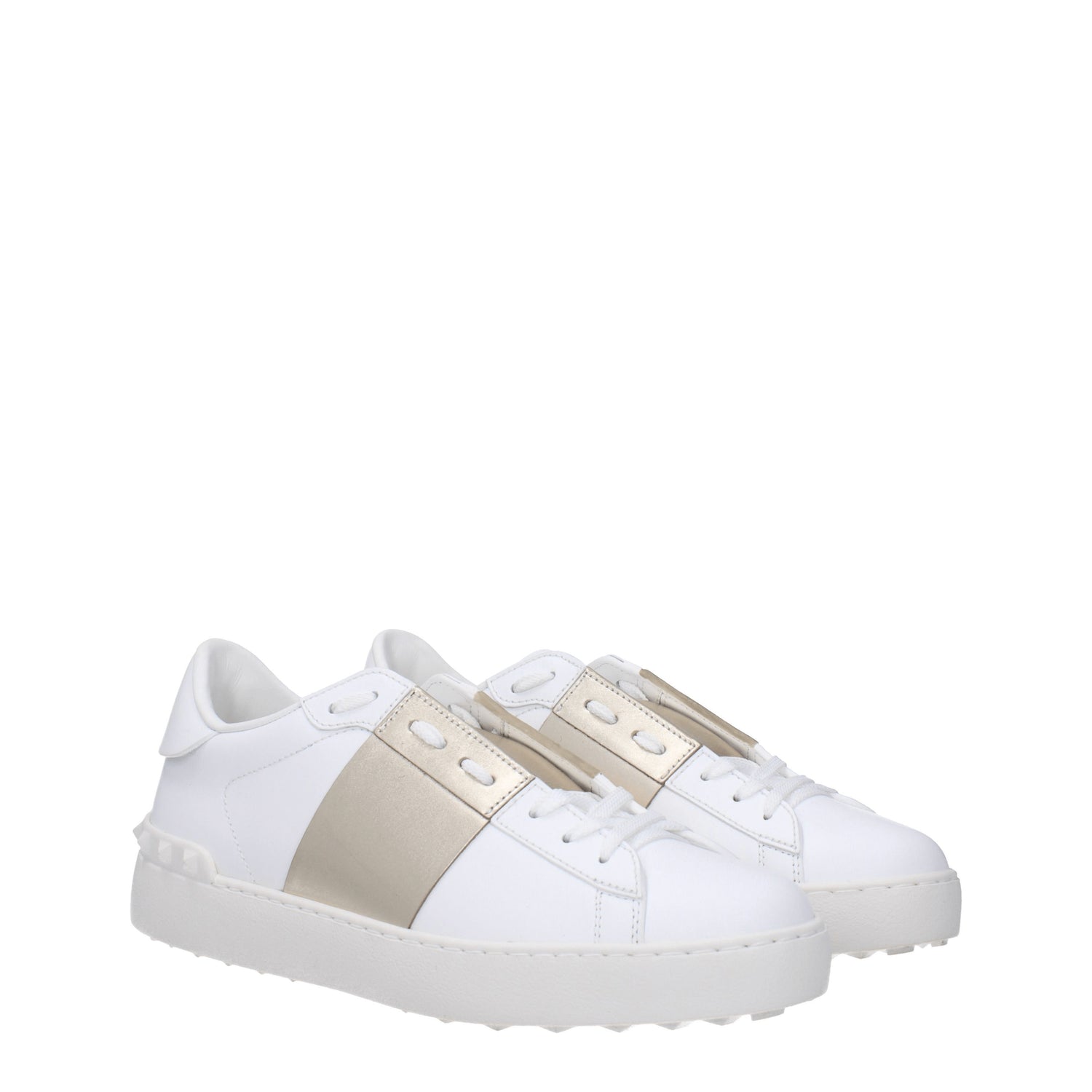 Valentino Garavani Sneakers Donna Pelle Bianco Oro