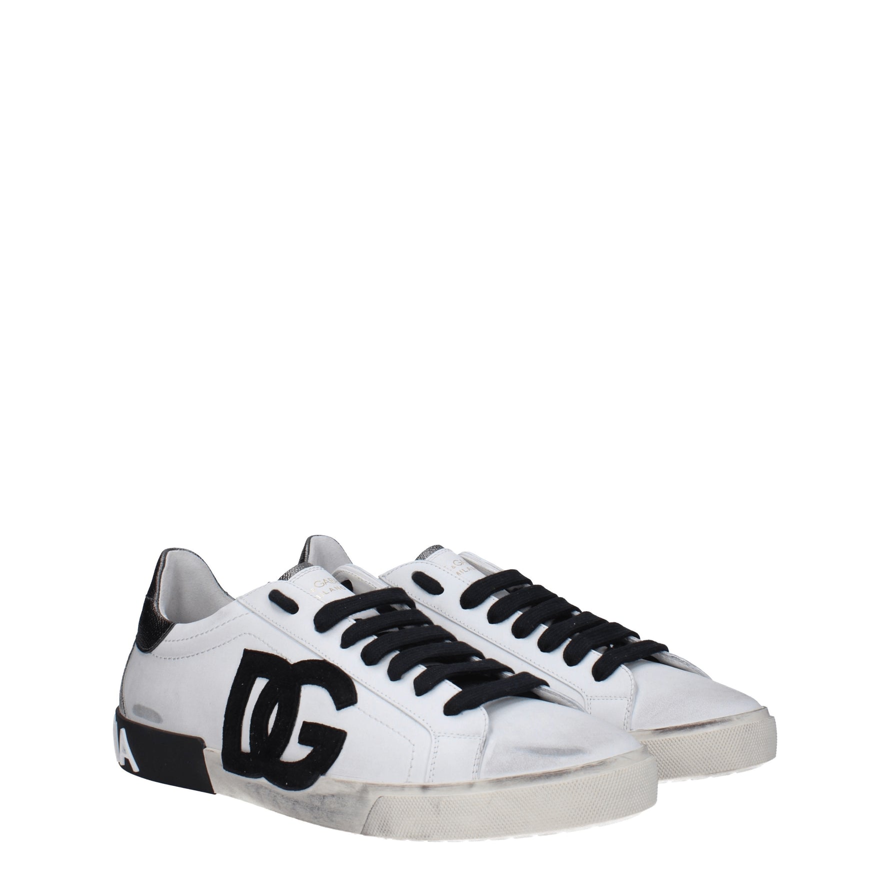 Dolce&Gabbana Sneakers Uomo Pelle Bianco Argento