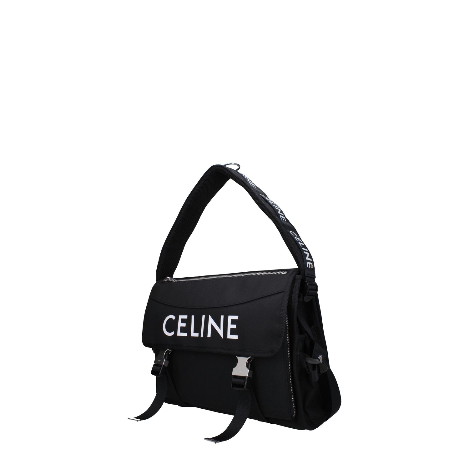 Celine Borse a Spalla messenger Uomo Tessuto Nero Bianco