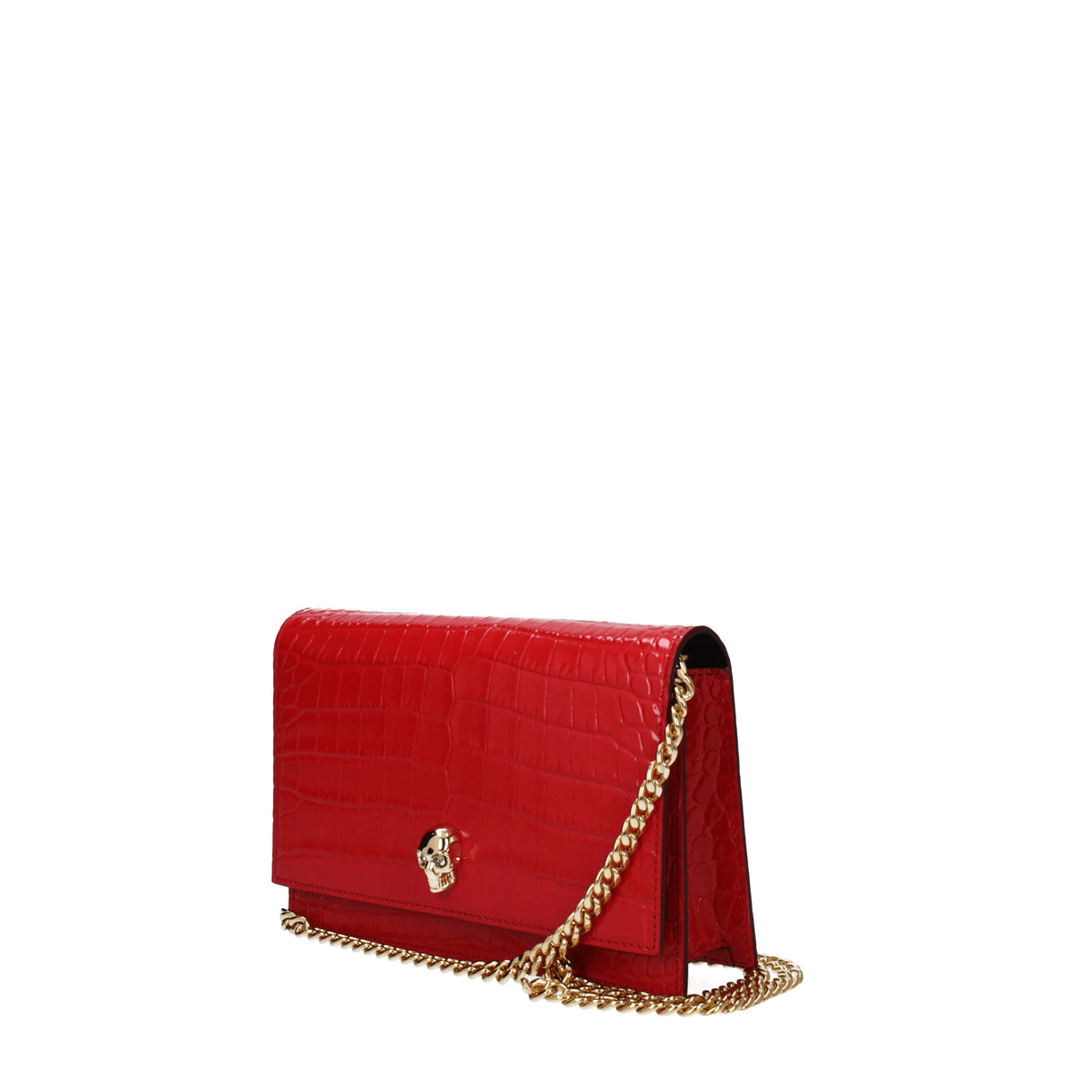 Alexander McQueen Borse a Tracolla skull Donna Pelle Rosso Rossetto