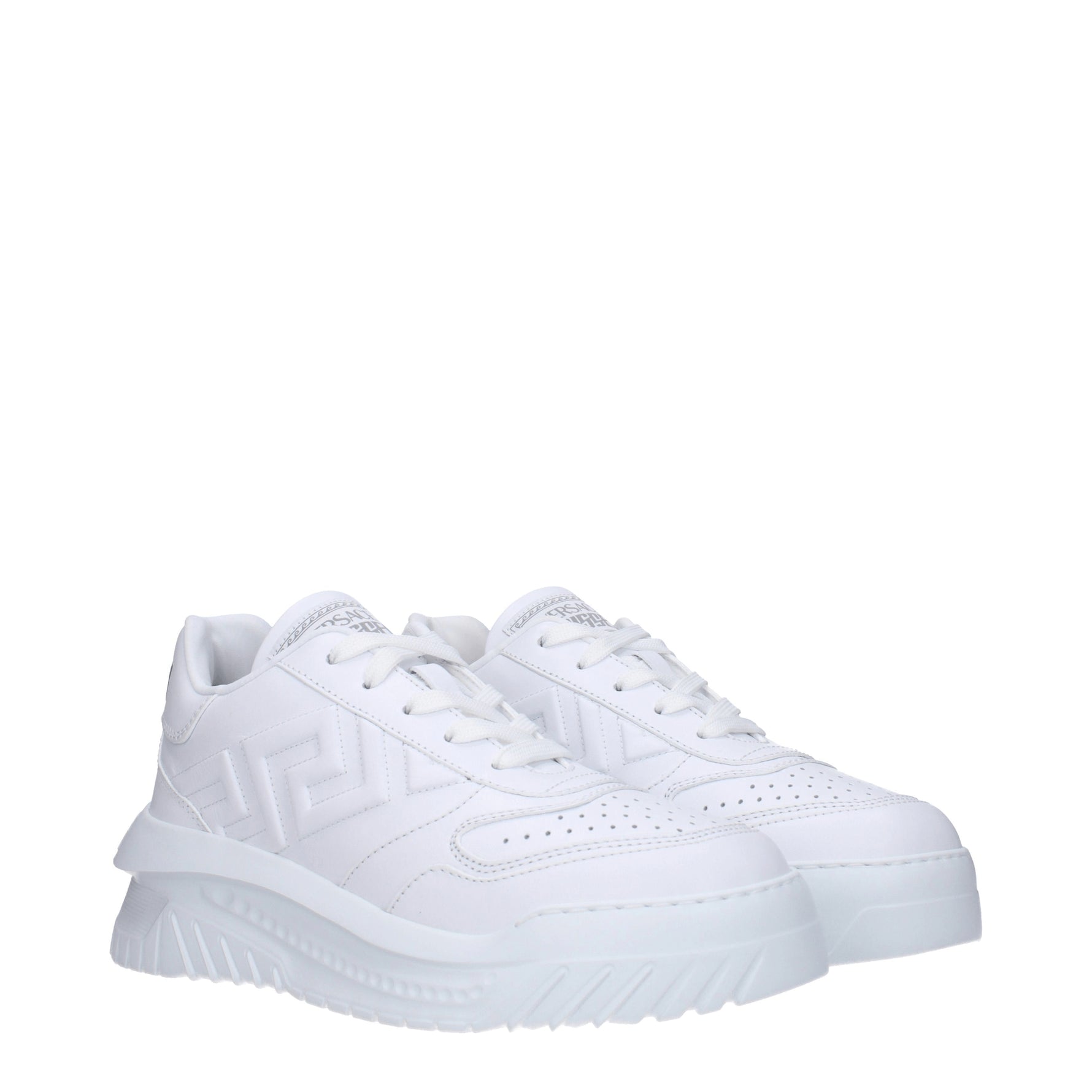 Versace Sneakers odissea greca Uomo Pelle Bianco Bianco Ottico