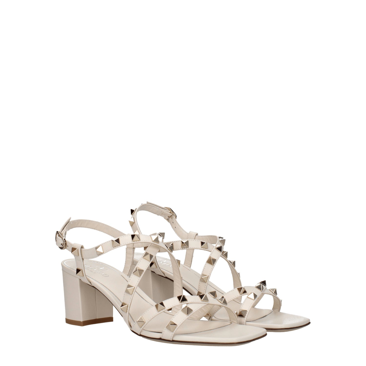 Valentino Garavani Sandali rockstud Donna Pelle Beige Avorio