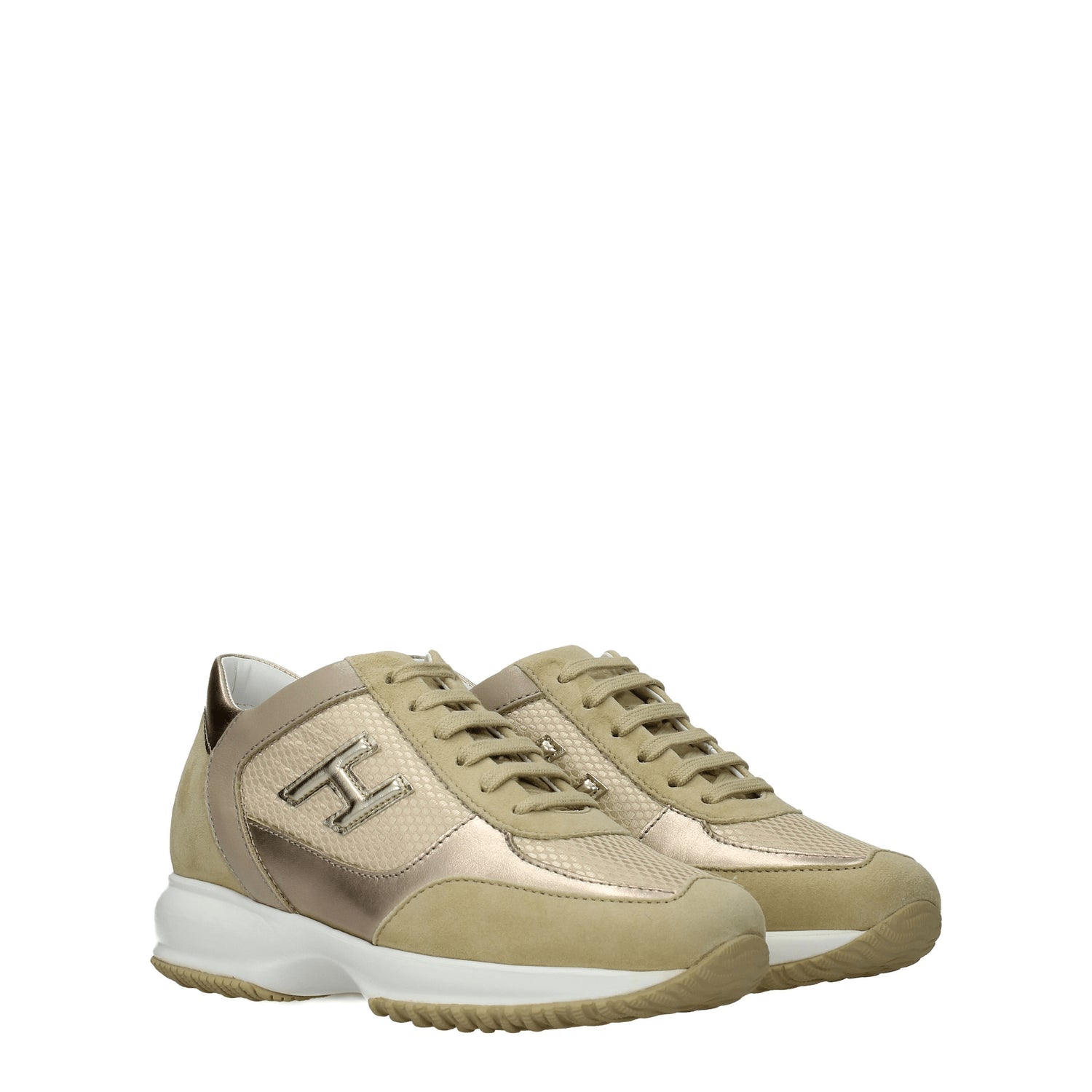 Hogan Sneakers interactive Donna Tessuto Beige Platino