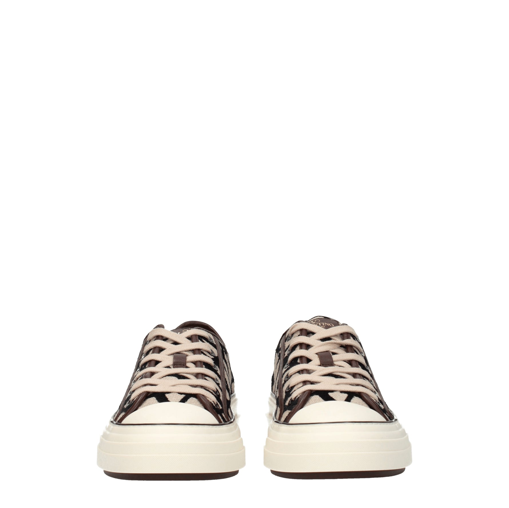 Valentino Garavani Sneakers Donna Tessuto Beige Marrone