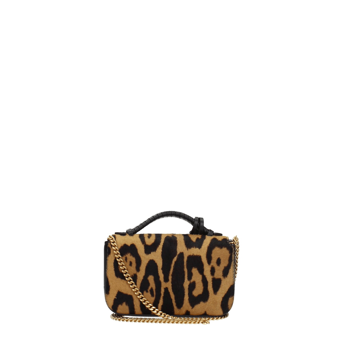 Balmain Borse a Mano Donna Cavallino Marrone Leopardato