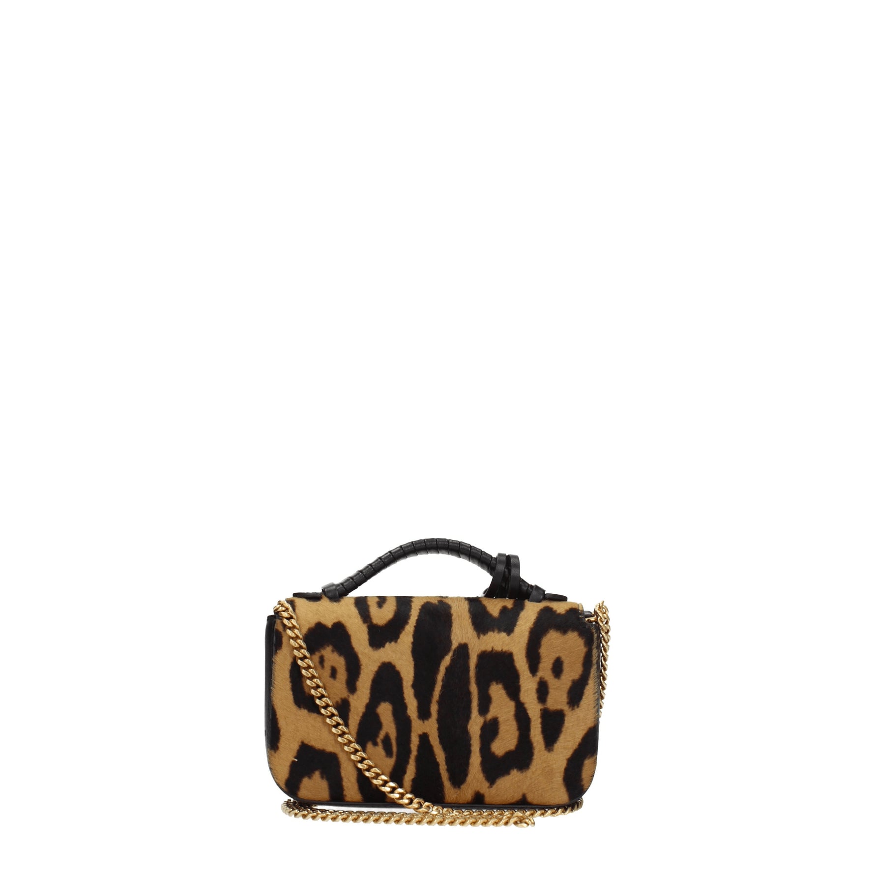 Balmain Borse a Mano Donna Cavallino Marrone Leopardato