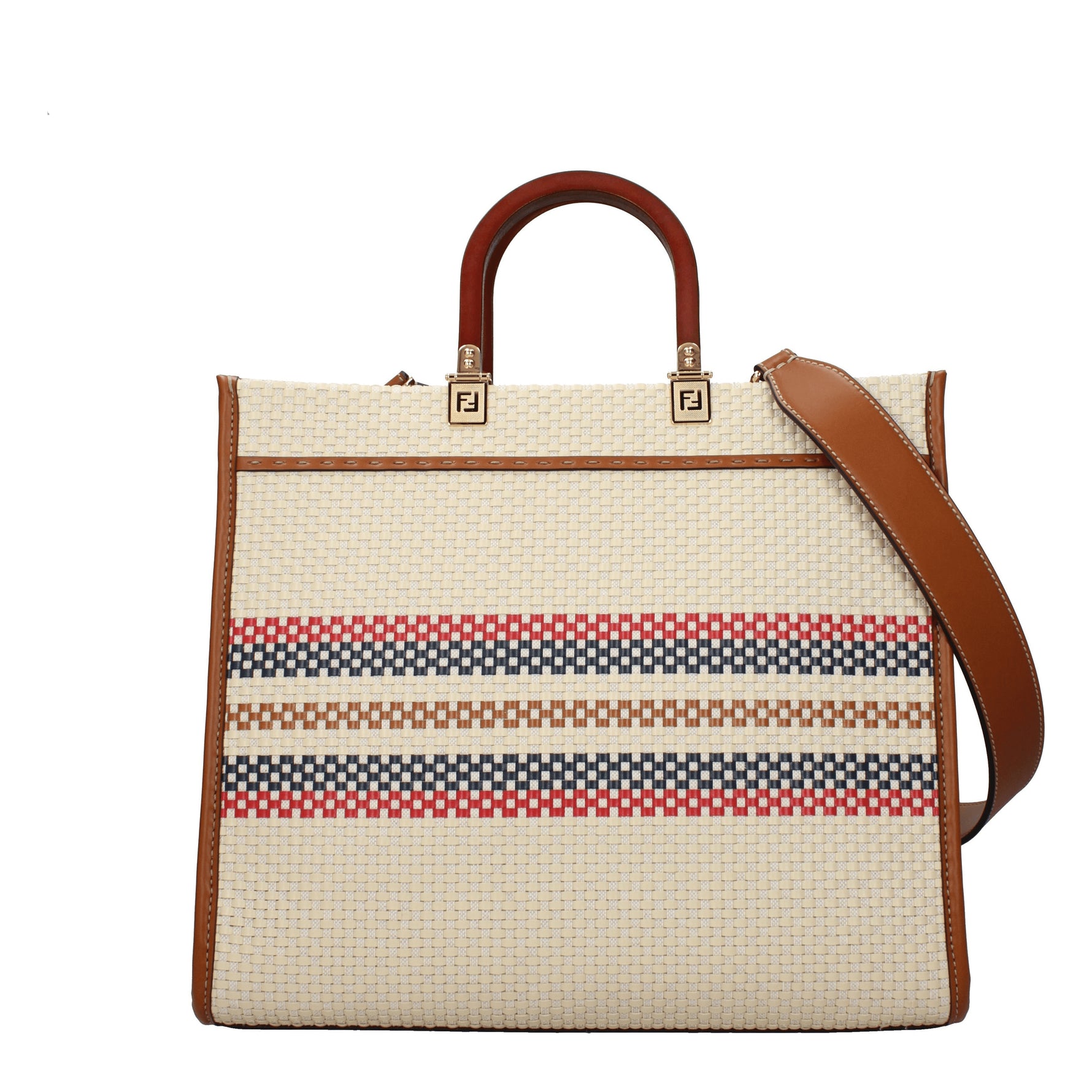 Fendi Borse a Mano sunshine Donna Tessuto Beige Marrone