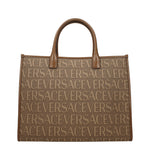 Versace Borse a Mano Donna Tessuto Beige Marrone